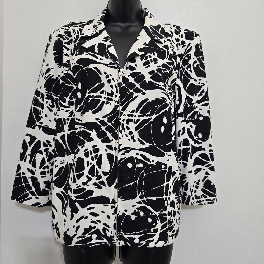 MOLLY &‎ MAXX size XL Bold Abstract Full Zip Blazer Black/White Contemporary